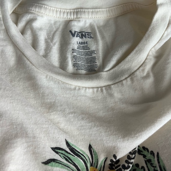 Vans Cream Tee with Green and Black Floral Design - Picture 4 of 4